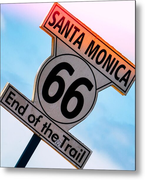 Santa Monica Metal Print featuring the photograph Route 66 End of the Trail by Michael Hope
