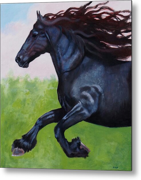 Horse Metal Print featuring the painting Running Horse by Robert Bissett