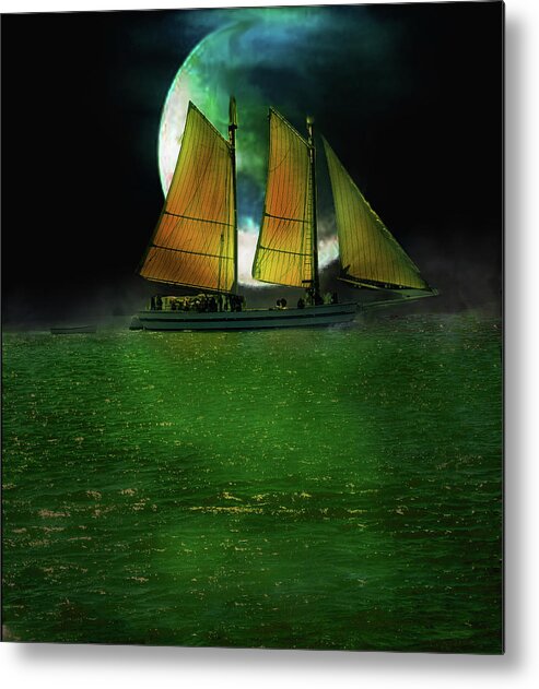 Green Sea Metal Print featuring the digital art Sailing Safari by Michael Cleere