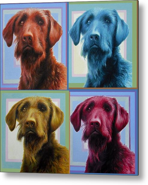 Dog Metal Print featuring the painting Savannah the Labradoodle by Hans Droog