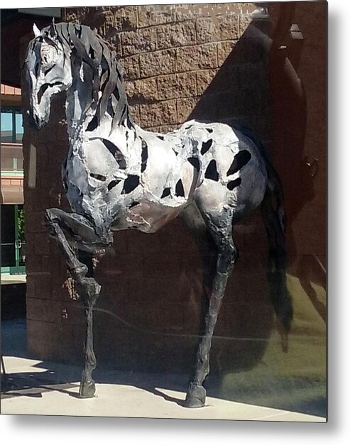 Animal Metal Print featuring the photograph Scultured Metal Horse Palm Desert by Jay Milo