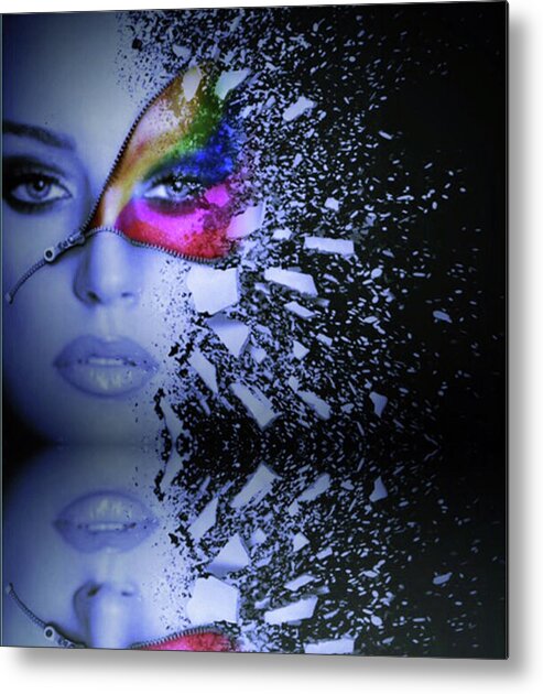 Portrait Metal Print featuring the digital art Shattered Reflection by Kathy Kelly