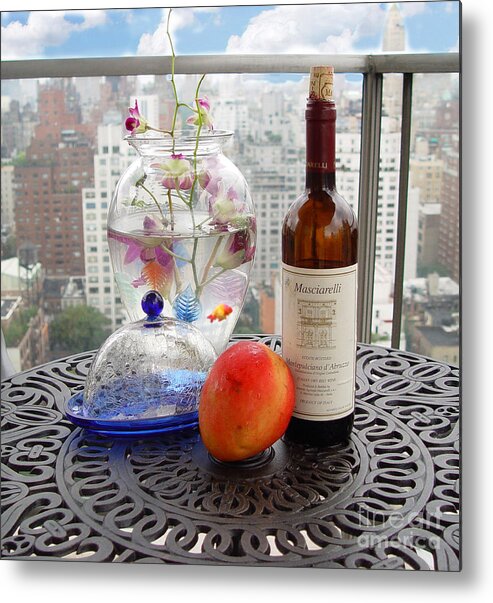 Still Life Metal Print featuring the photograph Still Life On Balcony With Goldfish by Madeline Ellis