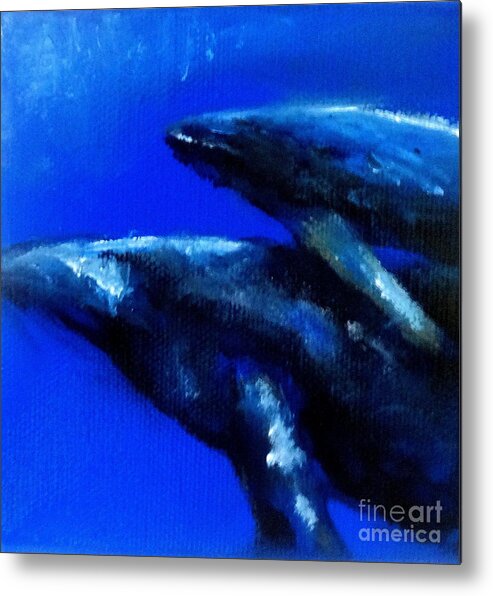 Whales Metal Print featuring the painting Sunday Swim by Fred Wilson