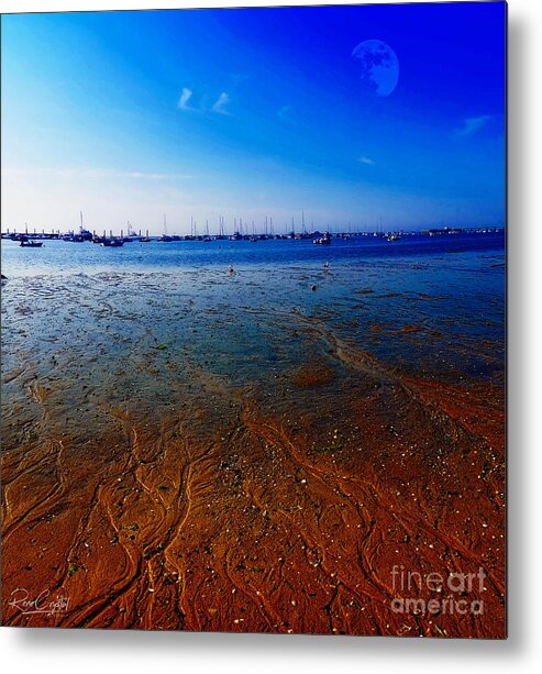 Low Tide Metal Print featuring the photograph The moon and low tide by Rene Crystal
