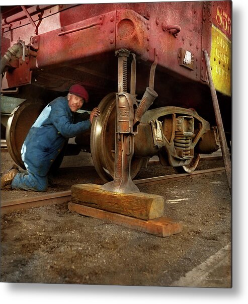 Train Art Metal Print featuring the photograph Train Repair - Fixing a flat 1942 by Mike Savad