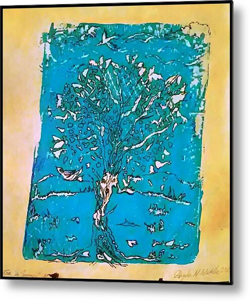 Tree Metal Print featuring the mixed media Tree in Summer by Angela Weddle