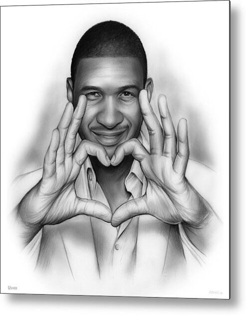 Usher Metal Print featuring the drawing Usher by Greg Joens