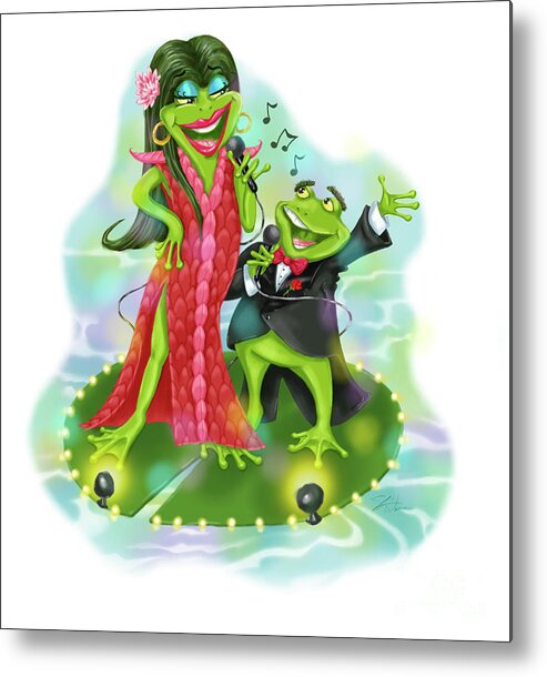 Frogs Metal Print featuring the mixed media Vegas Frogs Lounge Act by Shari Warren