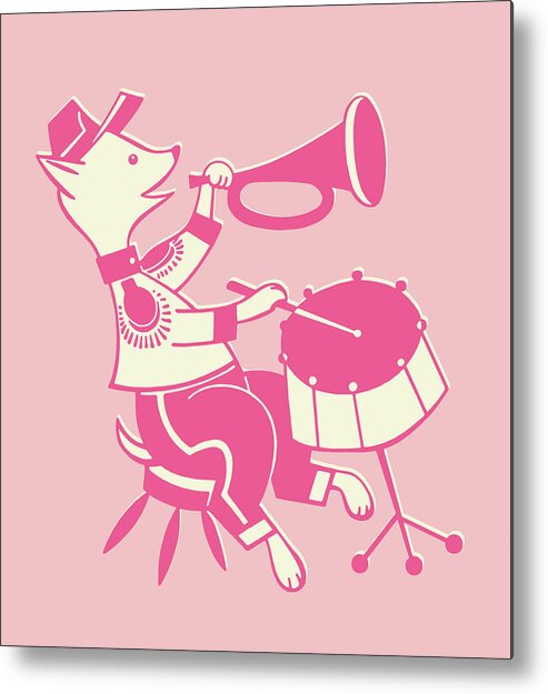 Animal Metal Print featuring the drawing Dog Playing Horn and Drums #1 by CSA Images