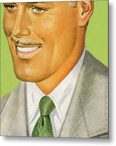 Accessories Metal Poster featuring the drawing Smiling Mustache Man #1 by CSA Images