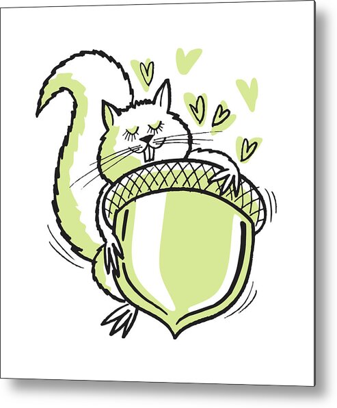 Acorn Metal Print featuring the drawing This Squirrel Loves Acorns #1 by CSA Images