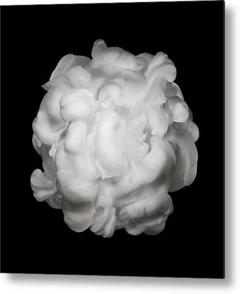 Dissolving Metal Print featuring the photograph White Ink In Water On Black Background by Biwa Studio