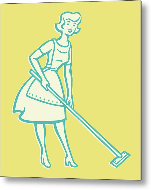 Adult Metal Print featuring the drawing Woman Cleaning Floor #1 by CSA Images