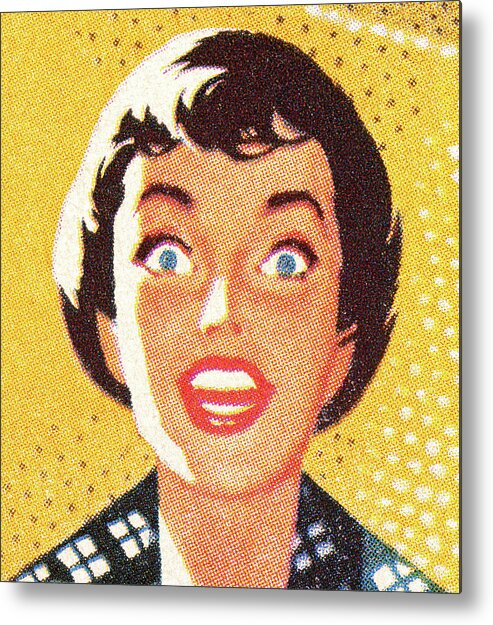 Adult Metal Poster featuring the drawing Surprised Woman #2 by CSA Images