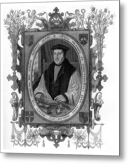 Engraving Metal Print featuring the drawing Archbishop Parker, 1573, 1896 by Print Collector
