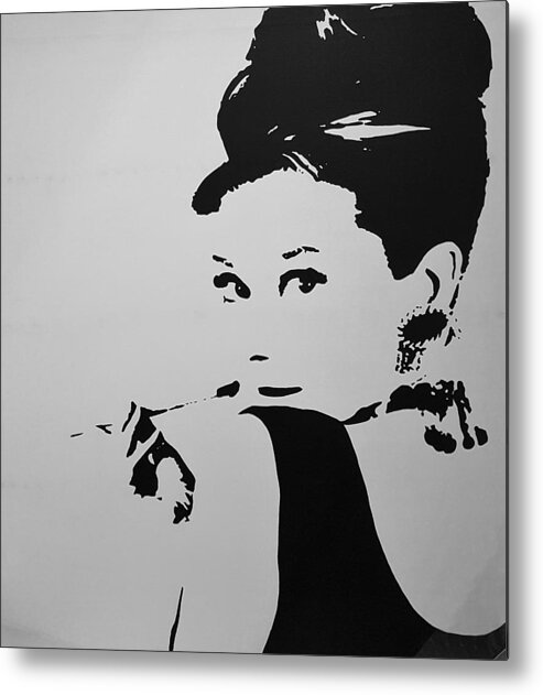 Audrey Hepburn Metal Print featuring the photograph Audrey B W by Rob Hans