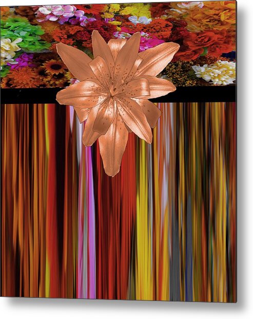 Autumn Metal Print featuring the mixed media Autumn Copper Lily Floral Design by Delynn Addams