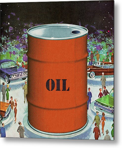 Auto Metal Print featuring the drawing Barrel of Oil at Auto Show by CSA Images