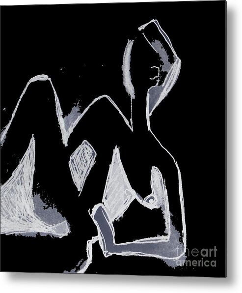 Nude Metal Print featuring the drawing Black and white nude - by Vesna Antic by Vesna Antic