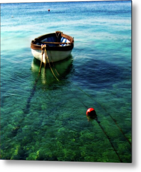 Tranquility Metal Print featuring the photograph Boat On An Emerald And Calm Adriatic Sea by By Paco Calvino (barcelona, Spain)