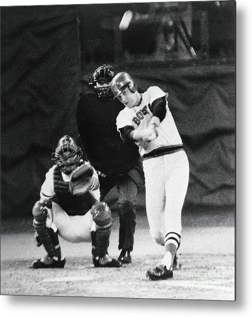 Second Inning Metal Print featuring the photograph Carlton Fisk Swinging Baseball Bat by Bettmann