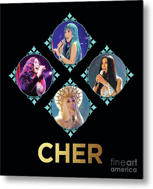 Cher Metal Print featuring the digital art Cher - Blue Diamonds by Cher Style