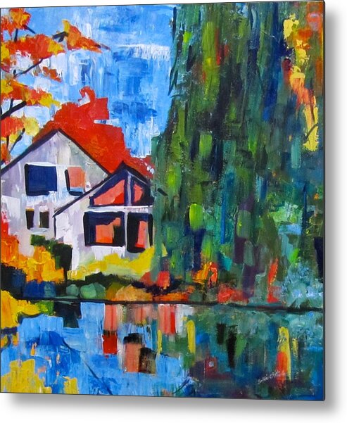 Pond Metal Print featuring the painting Fall at Orchard Pond by Barbara O'Toole