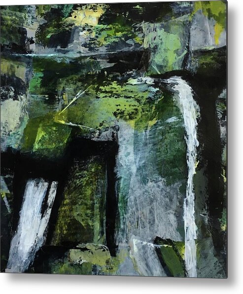 Contemporary Metal Print featuring the painting Falling Water by Mary Sullivan