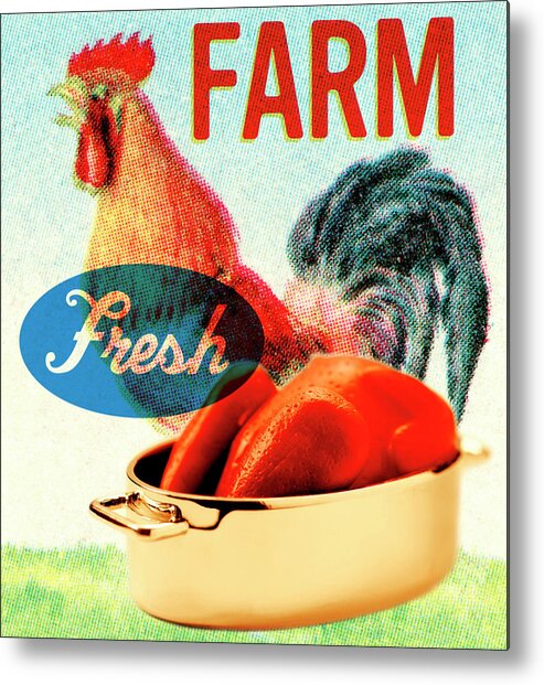 Agriculture Metal Print featuring the drawing Farm Fresh Chicken by CSA Images