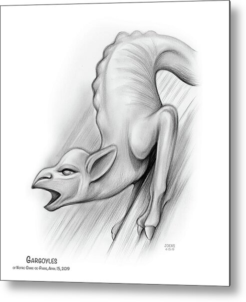 Gargoyle Metal Print featuring the drawing Gargoyles of Notre Dame by Greg Joens