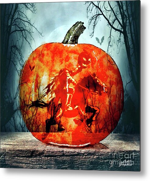 Pumpkin Metal Print featuring the digital art Headless Horseman Pumpkin by CAC Graphics