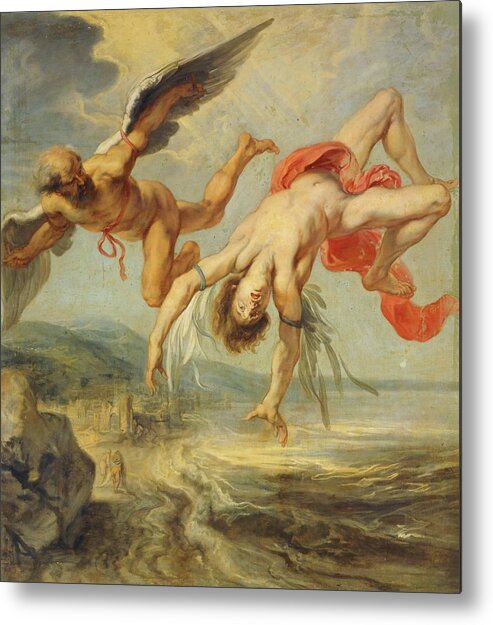 Daedalus Metal Print featuring the painting Jacob Peter Gowy / 'The Fall of Icarus', 1636-1637, Oil on canvas, 195 x 180 cm, P01540. DAEDALUS. by Jacob Peter Gowy -c 1615-c 1661-
