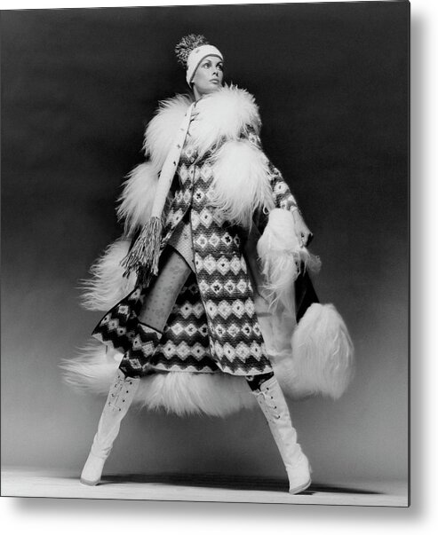 #new2022vogue Metal Print featuring the photograph Jean Shrimpton In An Ungaro Coat by David Bailey