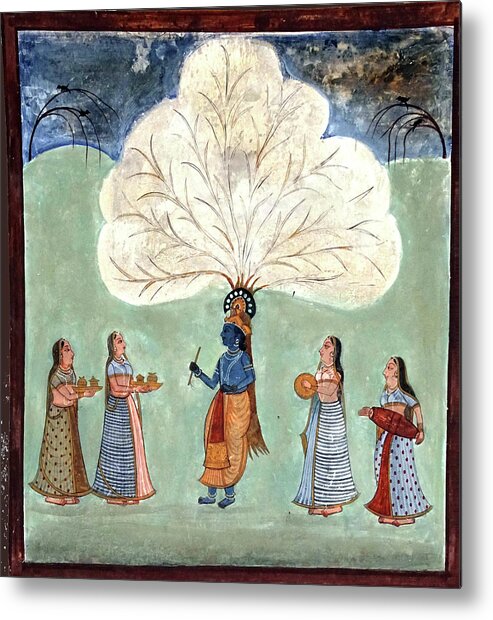 Jaipur Metal Print featuring the photograph Painting fresco of Krishna in the women's zenana by Steve Estvanik