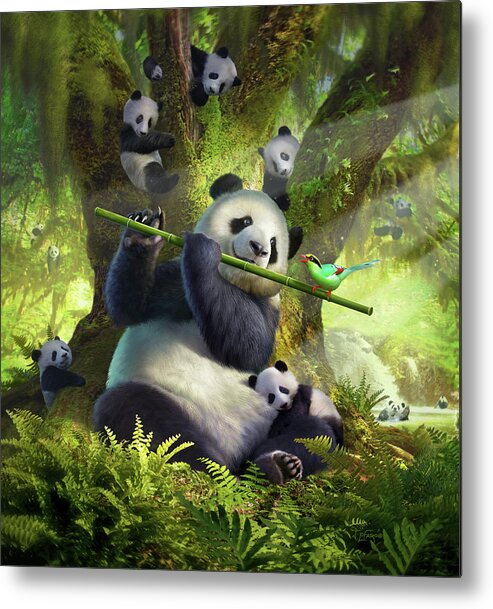 Panda Metal Print featuring the digital art Pan Da Bear by Jerry LoFaro