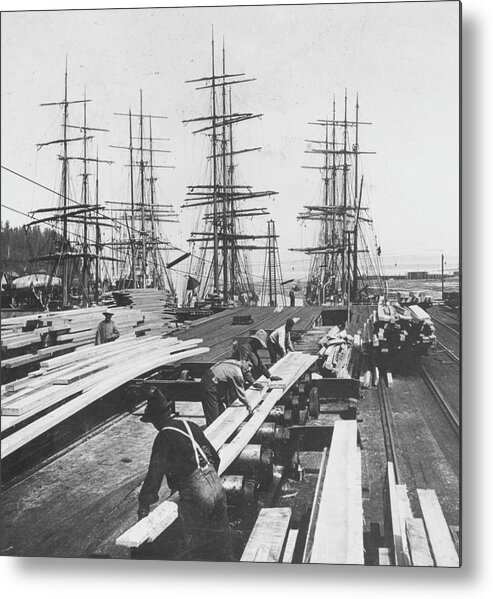 Tacoma Metal Print featuring the photograph Preparing Lumber For Export by Archive Photos