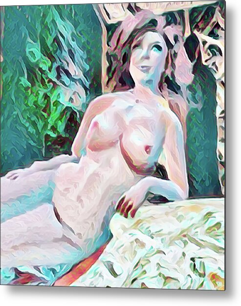 Nude Drawing Metal Print featuring the digital art Relaxing by Cathy Anderson