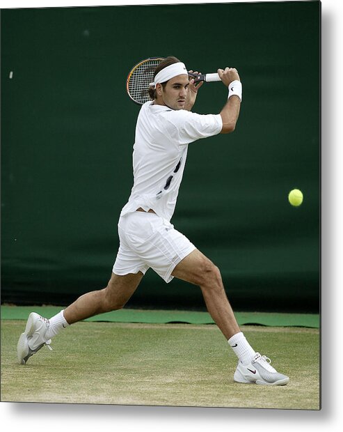 Sjeng Schalken Metal Print featuring the photograph Roger Federer Of Switzerland In Action by Phil Cole Sjeng Schalken Metal Print featuring the photograph Roger Federer Of Switzerland In Action by Phil Cole