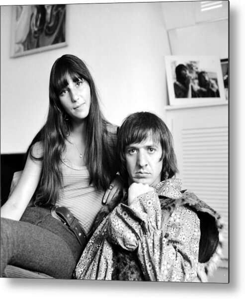 Event Metal Print featuring the photograph Sonny & Cher Portrait Session At Home by Michael Ochs Archives