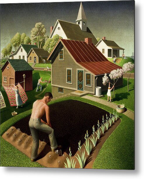 Grant Wood Metal Print featuring the painting Spring in Town, 1941 by Grant Wood