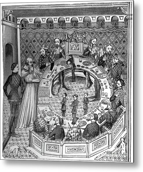 Crown Metal Print featuring the drawing The Round Table Of King Artus by Print Collector