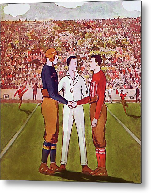 College Football Metal Print featuring the mixed media 1919 Michigan vs. Ohio State Football Art by Row One Brand