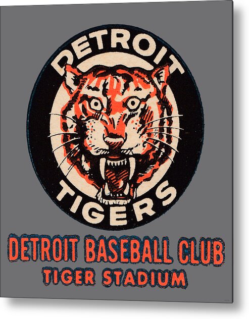 Detroit Metal Print featuring the mixed media 1963 Detroit Tigers Art by Row One Brand