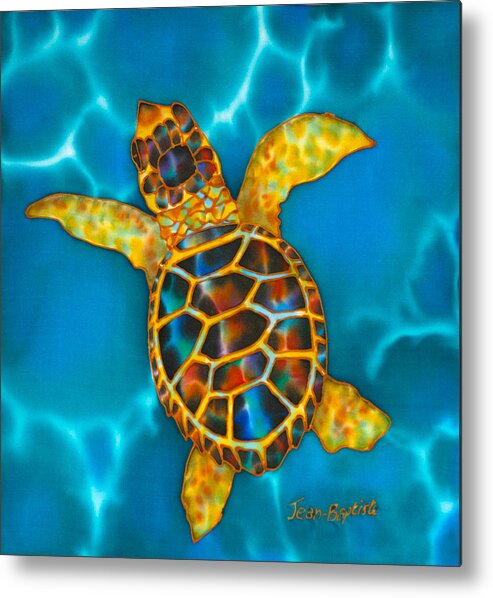 Sea Turtle Metal Print featuring the painting Opal Sea Turtle by Daniel Jean-Baptiste