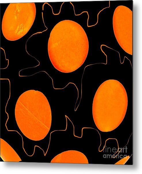 Orange Dottes Metal Print featuring the mixed media Abstract orange dottes by Vesna Antic