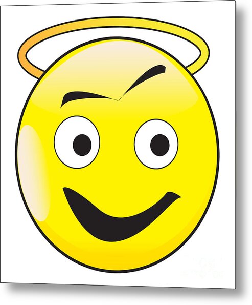 Happy Metal Print featuring the digital art Angel Smile Face Button Emoticon by Bigalbaloo Stock