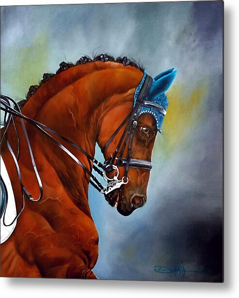 Horse Metal Print featuring the painting Blue Bonnette Deux by Dana Newman
