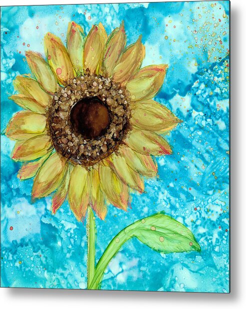 Sunflower Metal Print featuring the painting Brushed Sunflower No.1 by Kimberly Deene Langlois