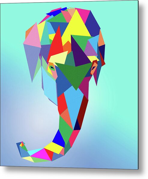 Colorful Elephant Head Metal Print featuring the digital art Colorful Elephant Head by Dan Sproul